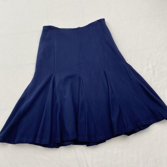 Lauren Ralph Lauren Skirt Womens 4 Blue Pleated Knee Length Flowy Career Twee - Picture 4 of 10